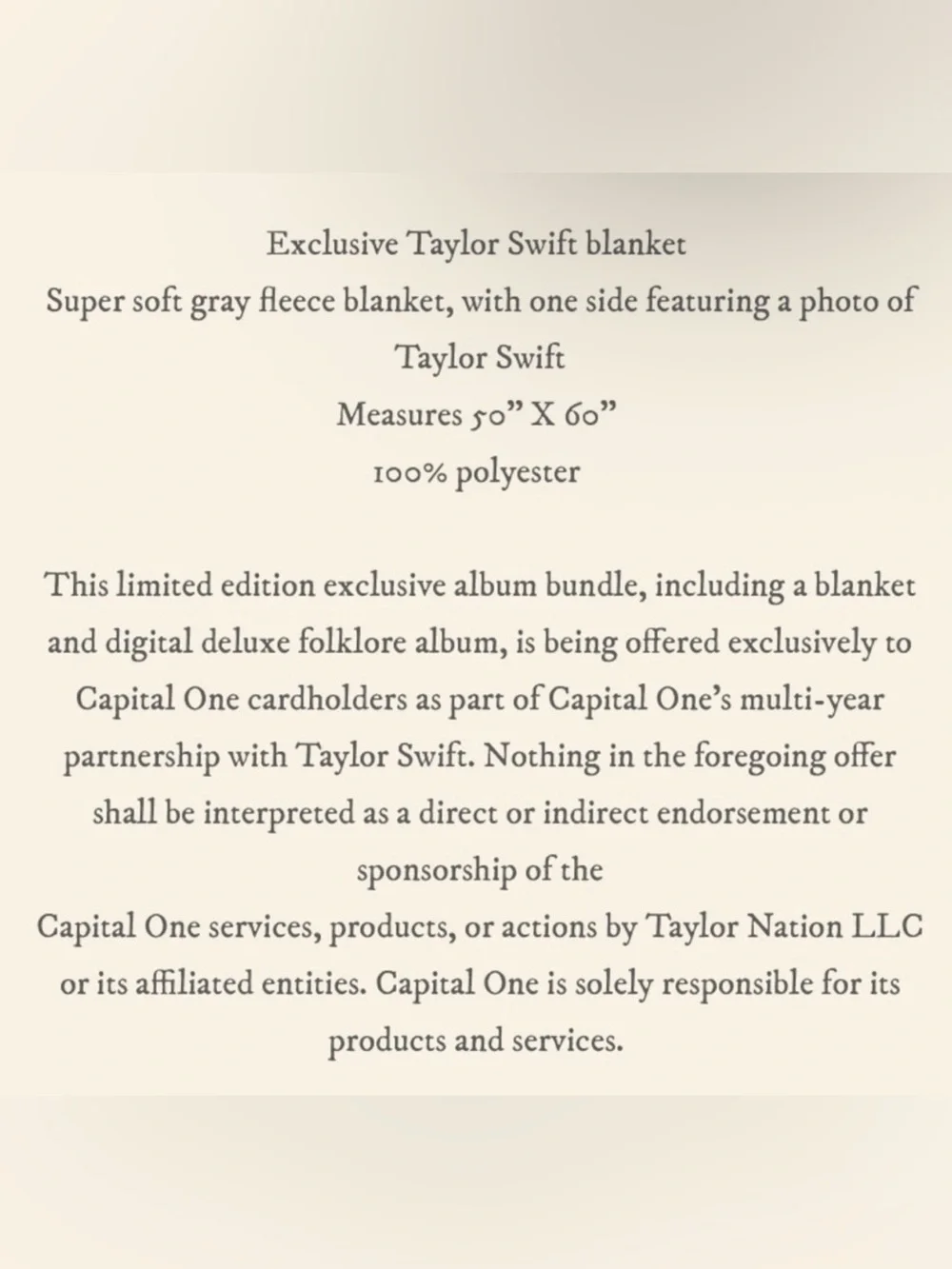 Taylor Swift Folklore Album Blanket